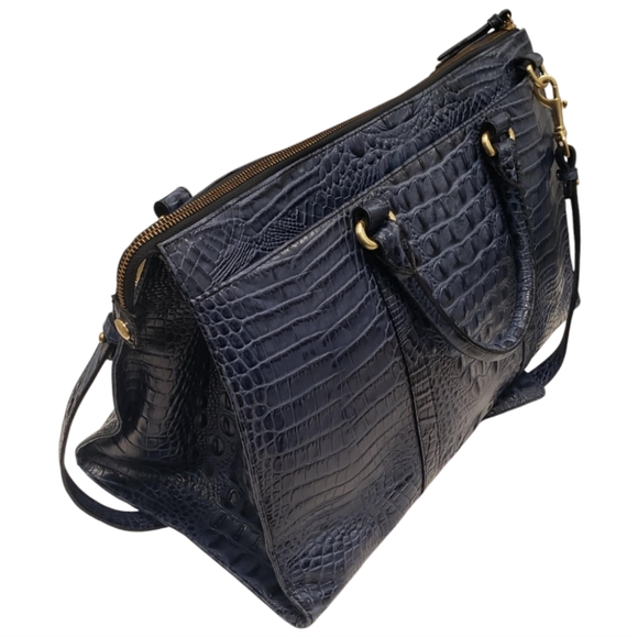 BRAHMIN Duxbury Weekender Leather Travel Bag Blue Melbourne - Picture 3 of 16